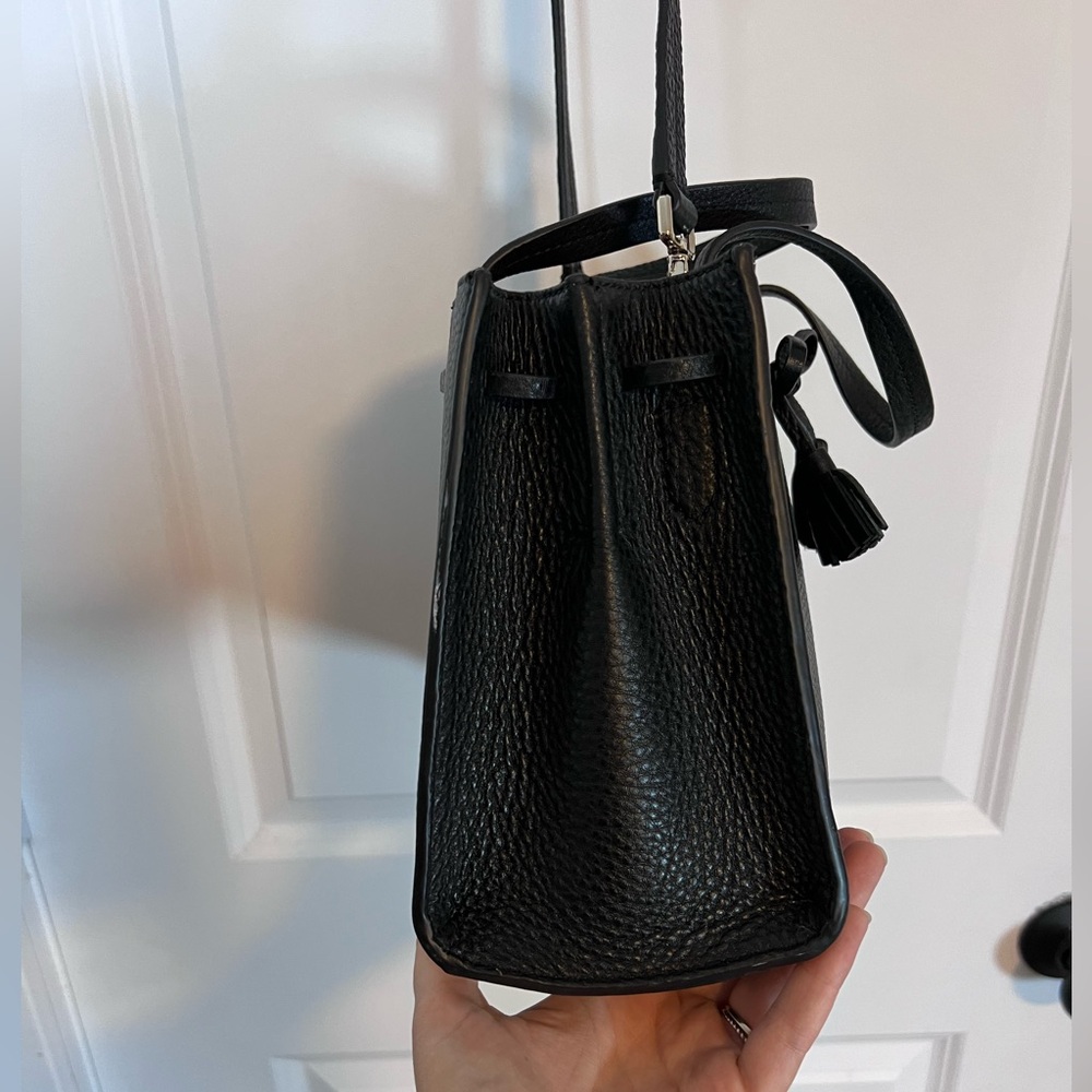 Kate Spade Hayes Triple Compartment Satchel Crossbody Leather Bag - Black - Picture 3 of 7